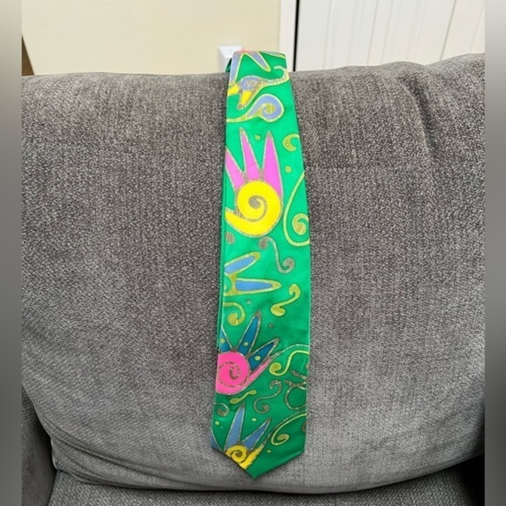 Dunford Wood Silk Handpainted Necktie England Designer MultiColor Rare